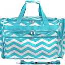 World Traveler Chevron 22" Carry-On Duffel Bag  Lightweight Polyester with Adjustable Shoulder Strap (Blue White Chevron)