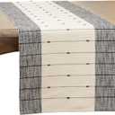 Saro Lifestyle Thin Stripe Table Runner, Black/White, 16"x72"