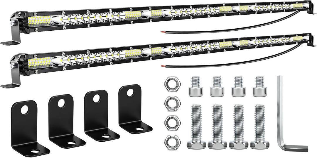 Light Bars for Trucks - 31Inch Ultra Slim LED Light Bar 12V 24V Spot Flood Combo Off Road Driving Fog Lights Waterproof Roof Bumper Lamp for Tractor ATV UTV Pickup Cart SUV (2pack)