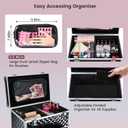 Adazzo Professional Rolling Makeup Case with Drawer for Makeup Artists Cosmetic Train Case Large Storage Case for Nail Technicians Cosmetology Case with Detachable Bag for Hairstylist, Black