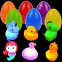 JOYIN 6 Pcs Pre-Filled Easter Eggs with Light-up Floating Bath Toys for Kids Toddler Eggs Hunt, Basket Stuffers/Fillers, Filling Treats, Party Favor, Classroom Prize Supplies