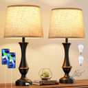 Seealle Upgraded Touch Lamps for Night Stands Set of 2 - Bedside Lamps with USB C+A, 3 Way Dimmable for Bedroom Living Room End Tables Office