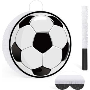 Hooqict Soccer Ball Pinata with Blindfold and Bat Stick Soccer Birthday Party Decorations for Kids Boys Men Sports Themed Party Supplies School Classroom Activities