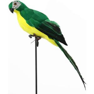 LWINGFLYER Green Artificial Parrot Life Size Foam Feather Parrot Macaw Birds for Decoration Costume Shoulder Ornament Modern Home Garden Party Decor (13.8inch/35cm)