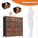 Sweetcrispy Dresser for Bedroom with 9 Storage Drawers, Large Fabric Storage Tower Organizer, Chest of Drawers with Metal Frame Wooden Top for Closet, Living Room, Entryway, Brown