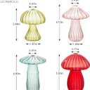 4PCS Cute Mushroom Glass Flower Vase, Colorful Bud Vases for Home Decor, Small Propagation Vases for Plants, Mushroom Planter Decorations for Office Shelf Room Aesthetic (Transparent Blue, Yellow, Red, Pink)