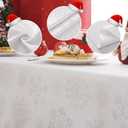 MikiUp Jacquard Rectangle Christmas Tablecloth - Xmas Snowflakes Glitz Metallic Fabric Table Cloth, Waterproof and Washable Holiday Decorative Table Cover for Party, White/Sliver 60 x 102 Inch