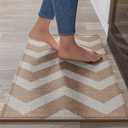 Kitchen Mats for Floor, Super Absorbent Kitchen Rugs Non Slip Washable, Linen-Look Woven Cushioned Runner Rug, Kitchen Sink Mat Standing Mat, Easy Care, Brown 17"x30"