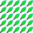 Meconard C7 Led Replacement Christmas Light Bulbs, C7 Shatterproof Led Bulbs for Christmas Indoor Outdoor String Lights, E12 Candelabra Base, Commercial Grade Holiday Light Bulbs, Green, 25 Pack