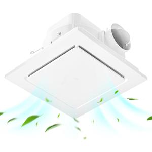 Hon&Guan Bathroom Exhaust Fan, Quiet Square Bathroom Vent Fan 111 CFM, 1.0 Sones, Ceiling Mount Ventilation Fan, Bath Ceiling Fans, Exhaust Fan for Home Bath Hotel