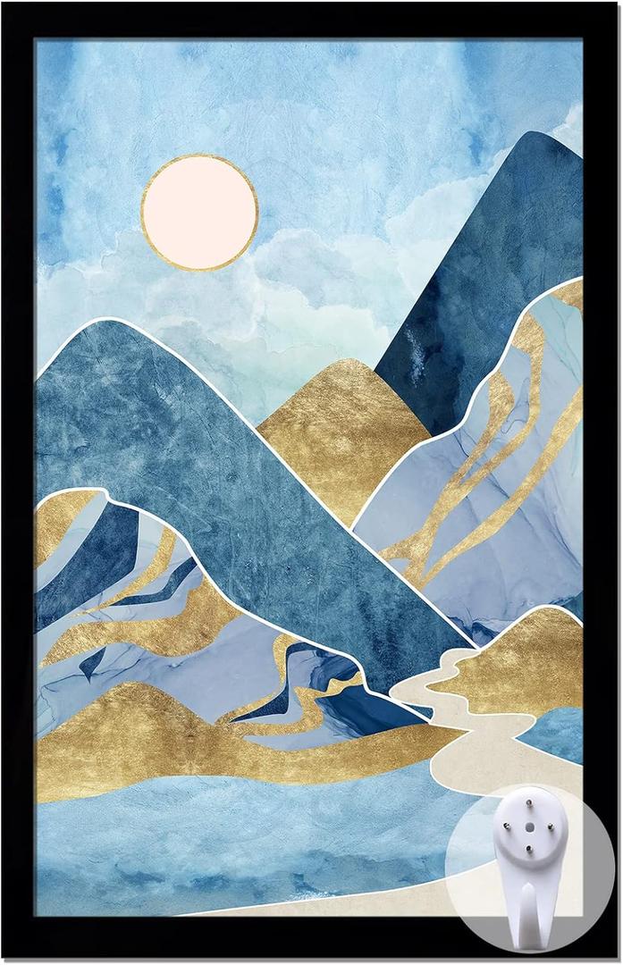 Black Picture Frame, 14x22 Picture Frame for Photo Poster Canvas Certificate Document Display Horizontally or Vertically High Transparent Wall Gallery(Size 14 x 22 inches)