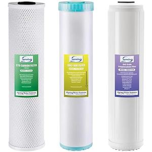 iSpring F3WGB32BKDS 4.5" x 20" 3-Stage Whole House Water Filter | Reduces Scale, Lead, Chlorine, Sediments, Mercury, Hydrogen Sulfide, Industry-Standard Filter Fits WGB32B-KDS & WHO32B-KDS