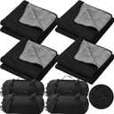 Tranqun 4 Pcs Large Outdoor Blanket 78'' x 55'' Quilted Windproof Waterproof Fleece Sandproof Stadium Water Resistant Foldable Warm Blanket for Camping Picnic Sporting Events Cold Weather (Black)