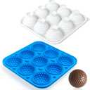 Sidosir 2025New Golf Ball Chocolate Silicone Molds with Lid for Cake Decorations, 9-Cavity 3D Golf Ball for Ice, candy, Hot Chocolate Bomb
