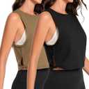 Cotton Workout Yoga Crop Tank Tops for Women Breathable Activewear Sleeveless Running Gym Shirts Athletic Clothes (Small, Black+green)