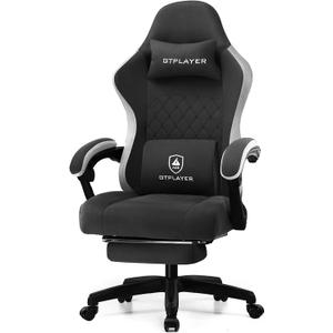 GTPLAYER Gaming Chair, Computer Office Chair with Pocket Spring Cushion, Linkage Armrests and Footrest, High Back Ergonomic Computer Chair with Lumbar Support Task Chair with Footrest (Black)