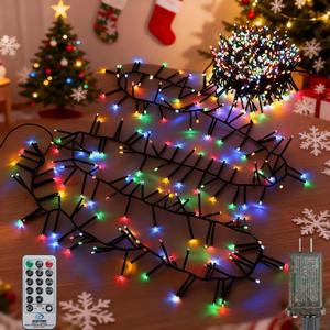 Christmas Cluster Lights Plug-in -52FT 800 LED Firecrackers String Lights,8 Modes Timer Waterproof Twinkle Fairy Lights for Christmas Tree Garland Party(Multicolor)