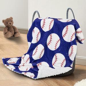 Baseball Baby Blanket for Boys Girls Soft Fleece Minky Blanket with Dotted Backing Double Layer Newborn Toddler Blankie for Nursery Stroller Crib Gift to Son Nephew Grandson 26.5 * 40 Inches