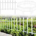 Metal Decorative Garden Fence 22" Wide x 18" High (5 Panels, Total Length 9.17 feet), Metal Border Folding Fence, Landscape Fencing for Flower Bed, Yard, Animal Barrier (White)