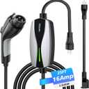 Level 1/2 EV Charger, 16Amp Electric Car Charger Portable EV Charger 25FT Cable with NEMA 6-20 Plug and NEMA 5-15 Adapter, Home Mobile EV Charging Station for J1772 BEVs/PHEVs 110V-240V(Silver)