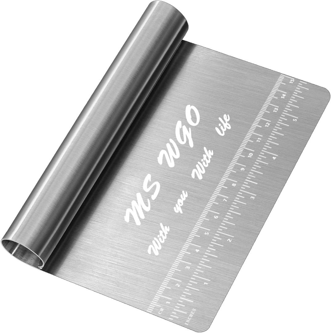 Baking Pastry Dough Cutter Scraper with Measurements, Stainless Steel