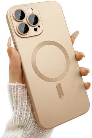 ankofave Magnetic case for iPhone 13 Pro Phone Case for Women, Matte Luxury Soft Metallic Luster Design with Camera Lens Protector, Compatible with Magsafe Case for iPhone 13 Pro 6.1" -Champagne Gold