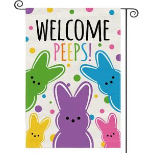 2 x Welcome Easter Garden Flag | Double Sided Vertical 1218 Inch Bunny Banners | Spring Yard Outdoor Farmhouse Decoration