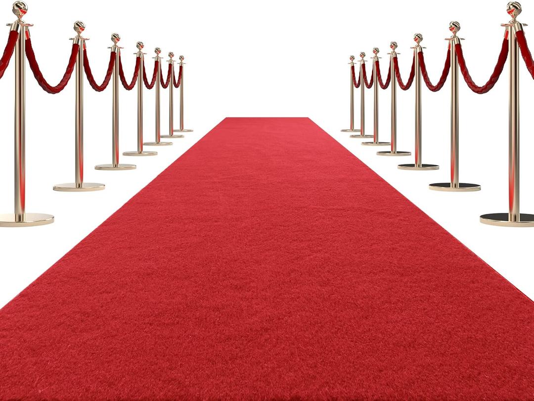 HOMBYS 450 GSM Extra Thick Red Carpet Runner for Partys & Events 3x10 ft, Non-Slip Rubber Backed Aisle Runway Rug for Step, Proposal & Wedding Decorations, Hollywood Oscars Runway, (Red, 3x10 ft)