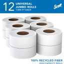 Scott Professional 100% Recycled Fiber High-Capacity Jumbo Roll Toilet Paper, Bulk (67805), 2-Ply, Septic Safe, White, Non-Perforated (12 Rolls at 1,000' Each, 12,000'/Case), 12 Count