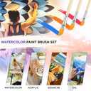 OOKU Acrylic Paint Brush Set Rocks for Painting Kits Oil Paint Set for Both Adults and Children 24pcs Nylon Hair Yellow Brush Handle