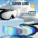 Swim Goggles 2 Pack, Wide View Anti Fog&UV Swimming Goggles for Audlt, No Leak Pool Beach Essentials for Men Women