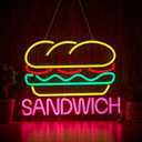 Sandwich Neon Sign for Wall Dcor Dimmable LED Neon Light USB Powered Neon Art Signs Decor, 16 inches x 13 inches
