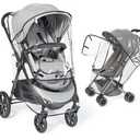 Universal Clear Stroller Rain Cover, No-zip Waterproof Stroller Cover - Food Grade EVA, Baby Travel Weather Shield, Breathable Rain Cover for Most Single Strollers, Joggers Accessories for Rain, Black