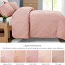 Exclusivo Mezcla Quilts Queen Size - Blush Pink Quilt Set Bedspread with 2 Pillow Shams, Modern Bedding Set with Striped Pattern, Soft Lightweight Bedspreads Queen Size for All Seasons