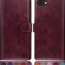 SUANPOT for iPhone 7/8/SE2/SE 3rd 2020/2022 4.7" RFID Blocking Wallet case Credit Card Holder,Flip Book PU Leather Phone case Cover Cellphone Women Men for Apple iPhone SE3 case Wallet Wine Red