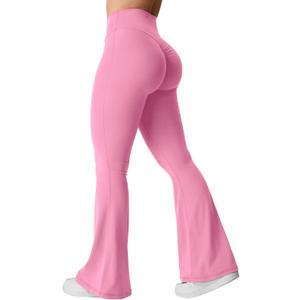 YEOREO CoreFlex Flare Scrunch Leggings for Women V Cross Waist Bell Bottom Yoga Pants Tummy Control Workout Leggings, Large
