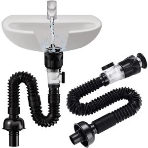 Bathroom Sink Drain Kit with Flexible Expandable P-Trap Sink Drain Pipe Tube Anti-Odor Bathroom Sink Drain Pipe for 1-1/4" and 1-1/2" Drain Hole