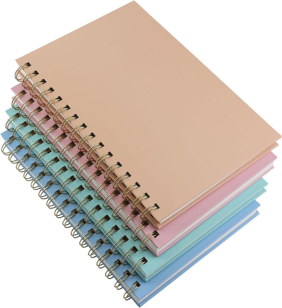 4 Pack Hardcover Spiral Notebook 5.7x 8.5, 80 Sheets/160 Pages College Ruled Notebook, 100 GSM Thick Paper, A5 Lined Journal for Work, School Supplies, Home & Office, Writing Notes