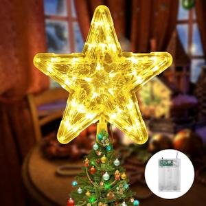 Christmas Tree Toppers 10 Inch - Shining Christmas Tree Star - Easy to Install Star Tree Topper for Christmas Decorations