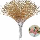 XINHUIDALSQ 100Pcs Pearl Bouquet Party Decoration Pearl String Beaded Garland 4mm Beads Garlands for Christmas Decoration Wedding Mother's Day Party Decoration, Christmas Floral Picks(Gold)