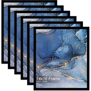 Fxojyvo 14x16 Picture Frame Set of 6, Black Frame for 14 x 16 Inch Picture Poster Photo, Light Weight and High Transparent 14 by 16 Frame for Wall - 6 Pack/Black/14 x16