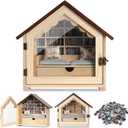 Anxiety Bookshelf, 300 Pcs Mini Books Bookshelf Decor Display for Stress Relief and Fun Decor Mini Ornament Shake Away Your Anxiety Miniature Library Gifts for Book Lovers (Natural Wood)