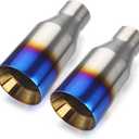 A-KARCK Blue Burnt Exhaust Tip 2.5" Inlet to 4" Outlet, 2.5" Inlet 9" Long Blue Exhaust Tailpipe Tip Double Wall Weld On 2 PCS