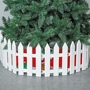 4 Pcs Christmas Tree Fence for Pets,White Picket Fence Panels for Rabbit Cat Puppy Dog,Wedding Party Decorative Miniature Indoor Garden Border Grass Lawn Edge Fence (100cm in Total)