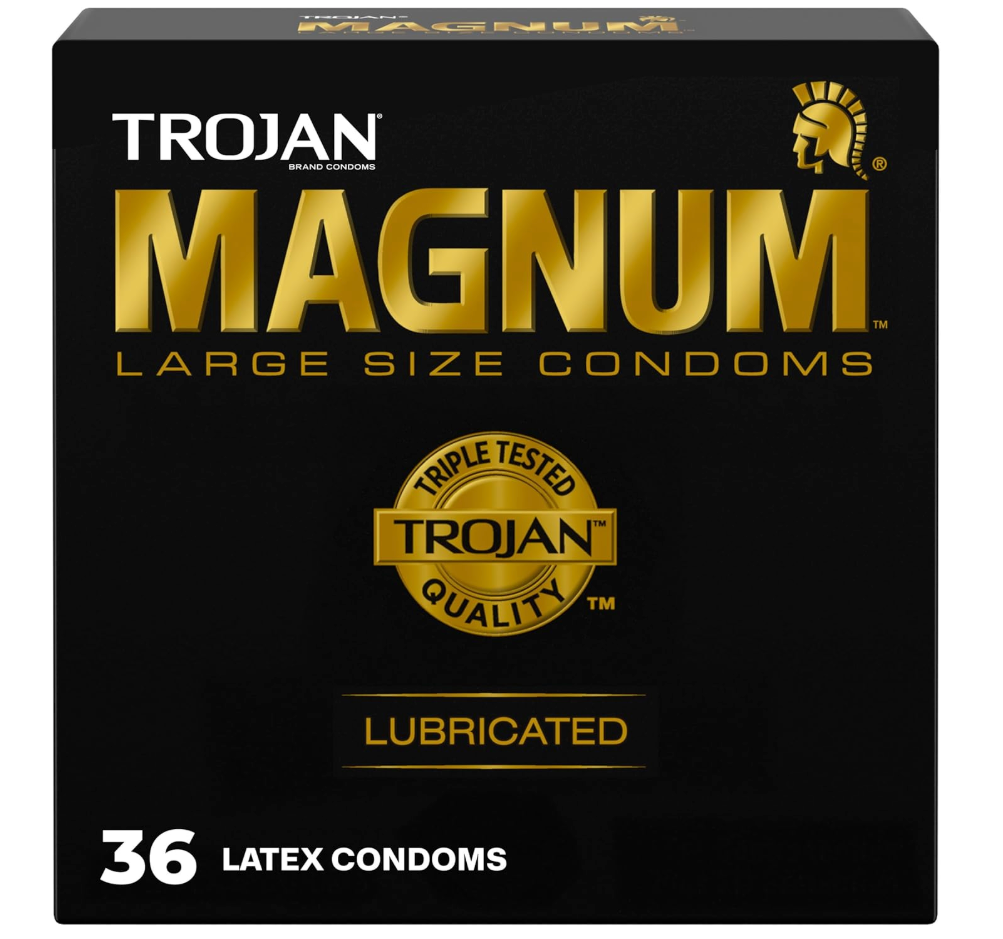 TROJAN Magnum Lubricated Large Condoms, Comfortable and Smooth Lubricated, America’s Number One Condom, 36 Count Pack