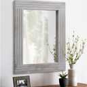 Rustic Mirror Wooden Frame Rectangular Antique Wall Mirror Decor Farmhouse Bedroom Dresser Bedroom Entryway Mirror Large Light Gray 20"x16" (20"L x 16"W, Rustic Gray)