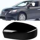 Moonlinks Compatible with Nissan Sentra 2013 2014 2015 2016 2017 2018 2019 Left Side Mirror Cover Replacement, Glossy Black Left Driver Side Door Rearview Mirror Cap Trim