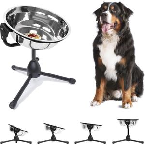 Elevated Dog Bowl with Adjustable Metal Stand,Extra Large Size for Dogs Heavier Than 100 lbs,1.24 Gal 4.7 Liter, Stainless Steel Dog Food Bowl Height Adjustable Non-Slip Raised Dog Bowl Set