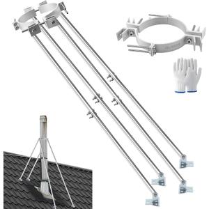 2026 Updete 6-8 Inch Extended Roof Bracket Supports Chimney Stove Pipe for DuraVent, with 4-Legged Support，Adjustable Pipe Supports, Durable Metallic Upgrade, Stable Against Wind & Snow