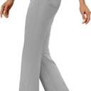 DLOODA Womens Bootcut Dress Pants Business Casual Work Pants with Pockets High Waist Stretchy Trousers Pull On Office Slacks (Gray, L)